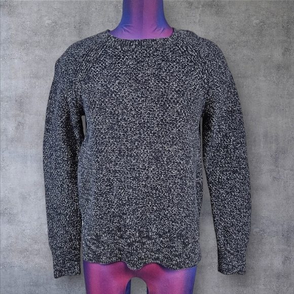 Gap Navy Blue & White Marled Fisherman Crew Neck Sweater Size Medium Women's D59 - Picture 1 of 9